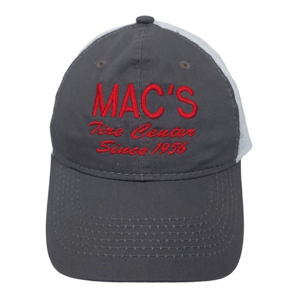 Outdoor Cap Macs Tire Center Mesh Strapback Cap Trucker Baseball Hat Gray Red - Picture 1 of 12
